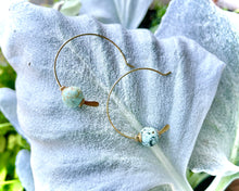 Load image into Gallery viewer, Minimal Brass Turquoise Hoops
