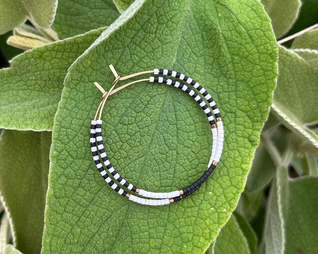 Black & White Hammered Hoops
