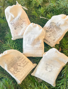 Hand Stamped Muslin Soap Gift Bag